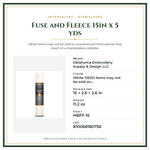 Product Specifications – Fuse and Fleece 15in x 5 yds