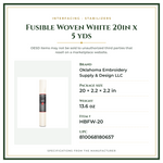 Product Specifications – Fusible Woven White 20in x 5 yds