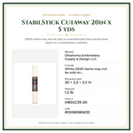 Product Specifications – StabilStick CutAway 20in x 5 yds