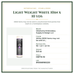 Product Specifications – Light Weight White  10in x 10 yds