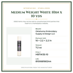 Product Specifications – Medium Weight White 10in x 10 yds