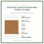 Product Specifications – Natural Gold Flecked Pro Cork 1/2 yard