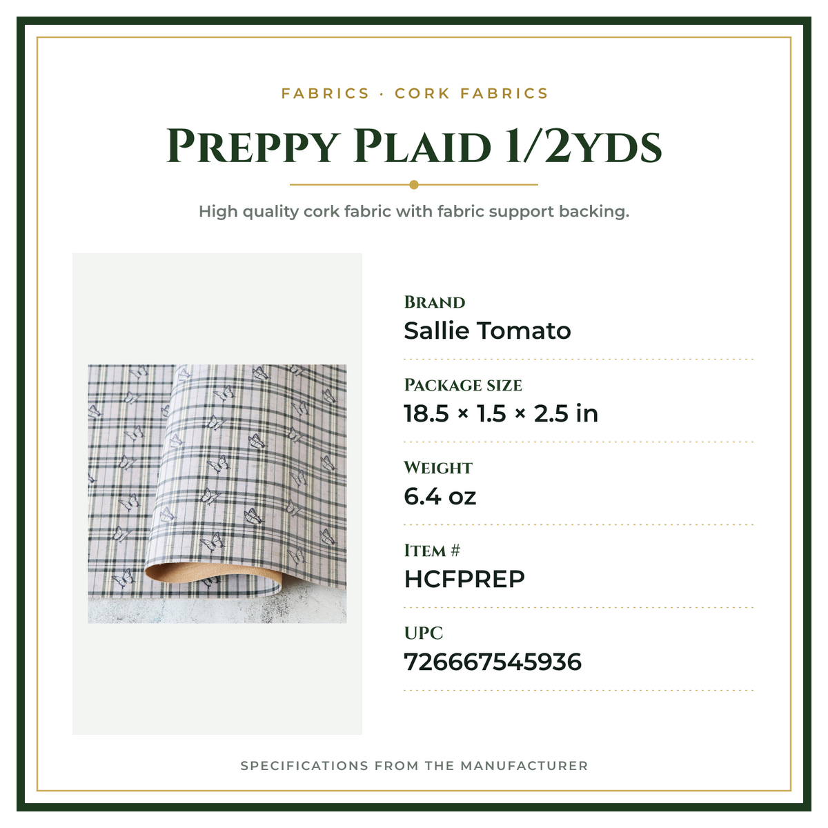 Product Specifications – Preppy Plaid 1/2yds