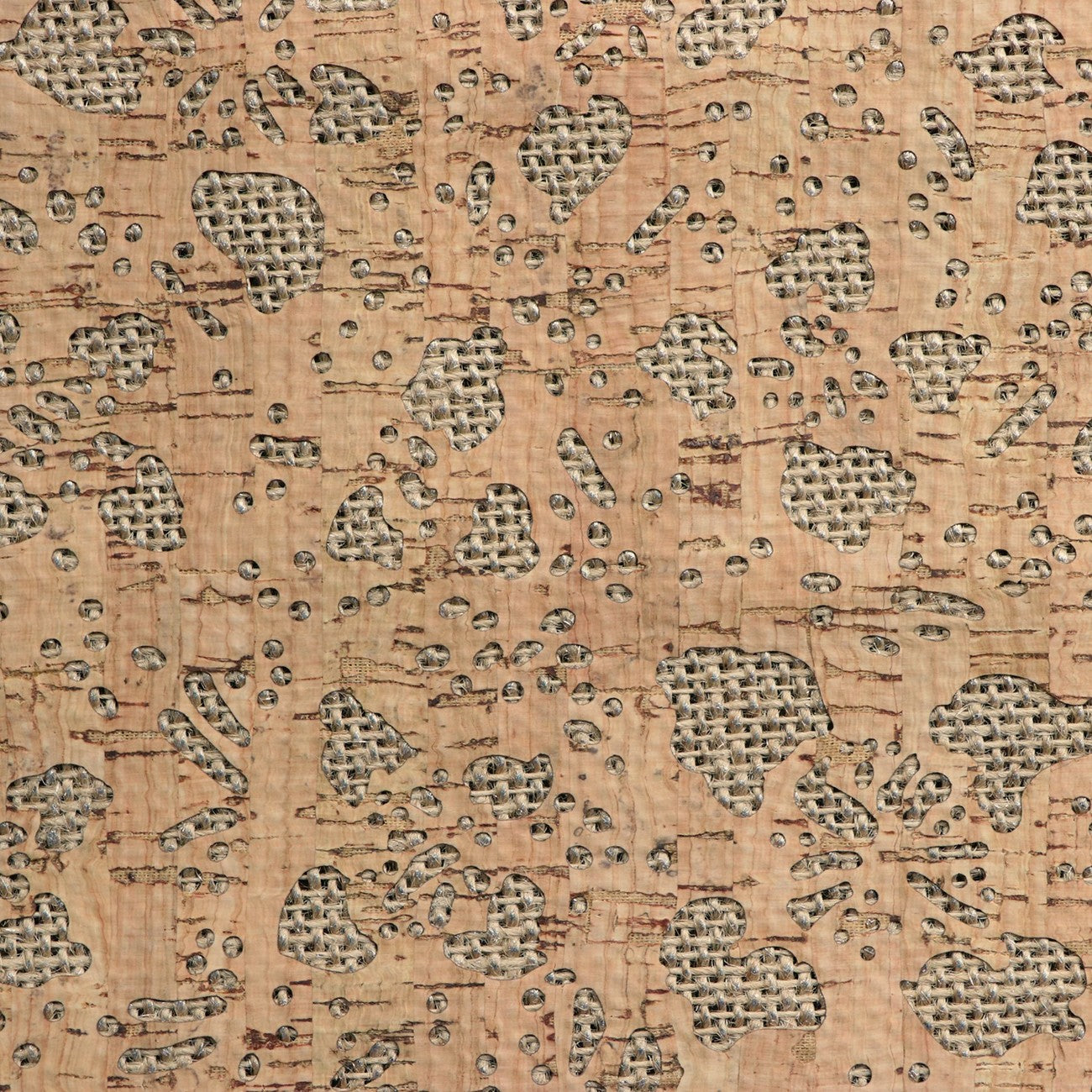 Floral Silver Burlap Backed Pro Lite Cork 1/2 yard