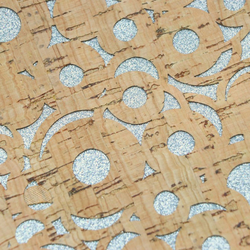 Glitter Backed Silver Cheery Os Pro Lite Cork 1/2 yard