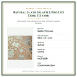 Product Specifications – Natural Silver Splatter Pro Lite Cork 1/2 yard