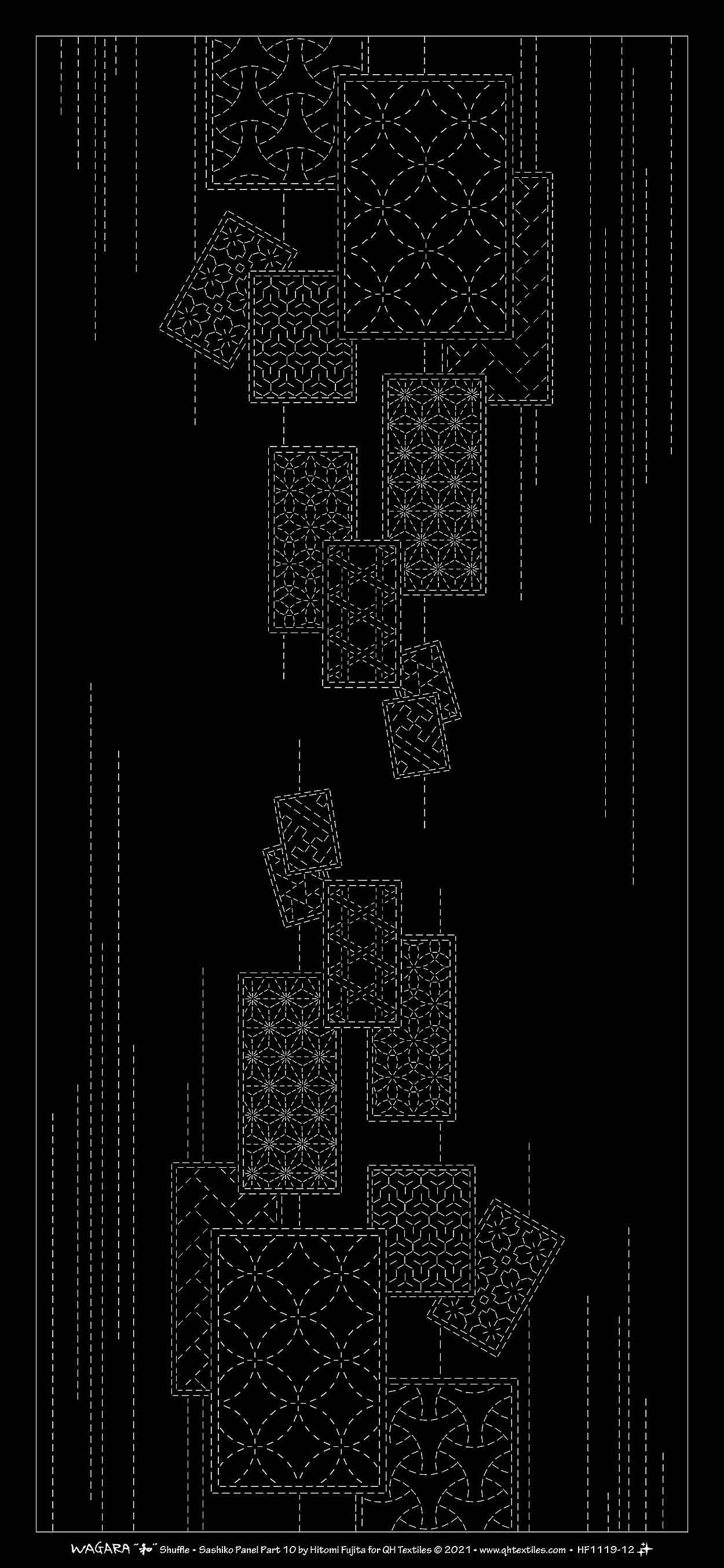 Wagara Sashiko Panel Part 10 Shuffle Black