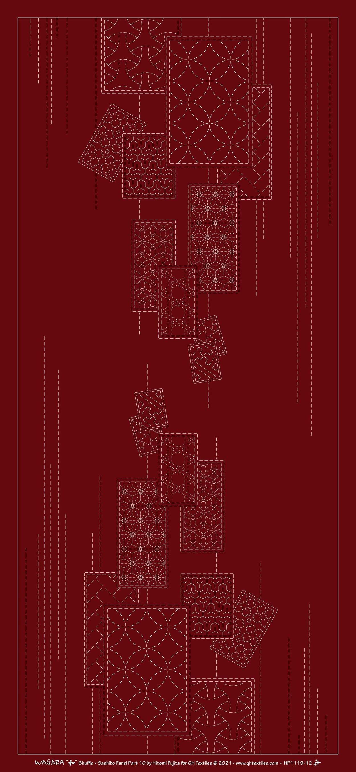 Wagara Sashiko Panel Part 10 Shuffle Red