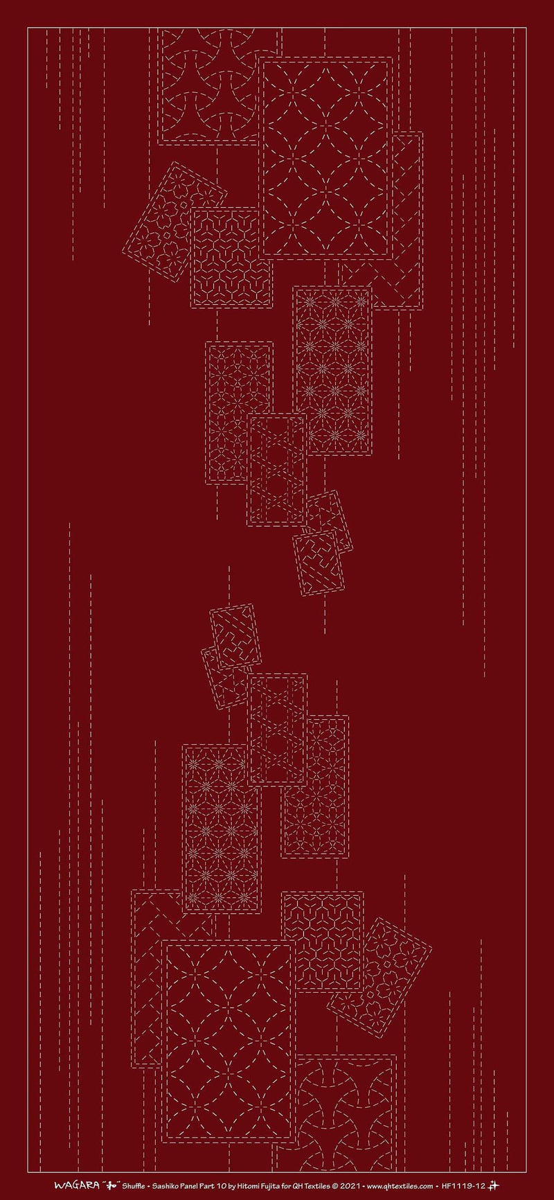 Wagara Sashiko Panel Part 10 Shuffle Red