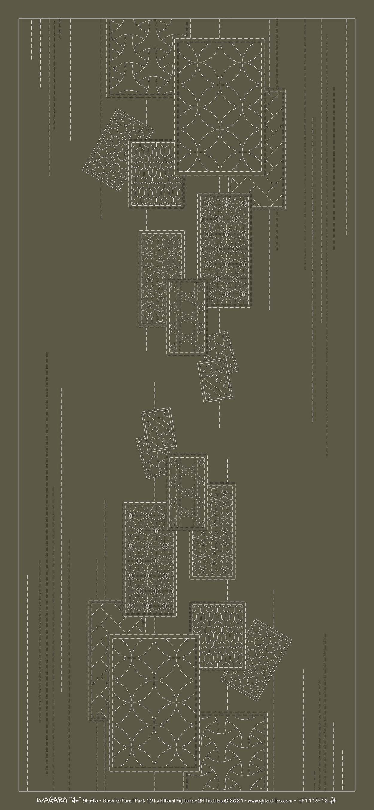 Wagara Sashiko Panel Part 10 Shuffle Slate