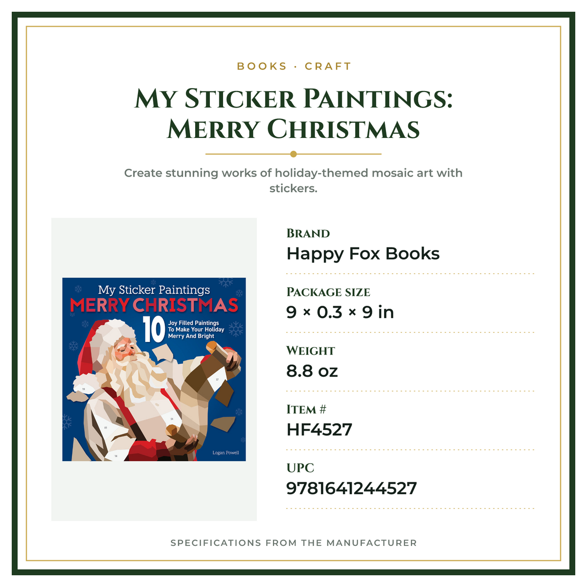Product Specifications – My Sticker Paintings: Merry Christmas