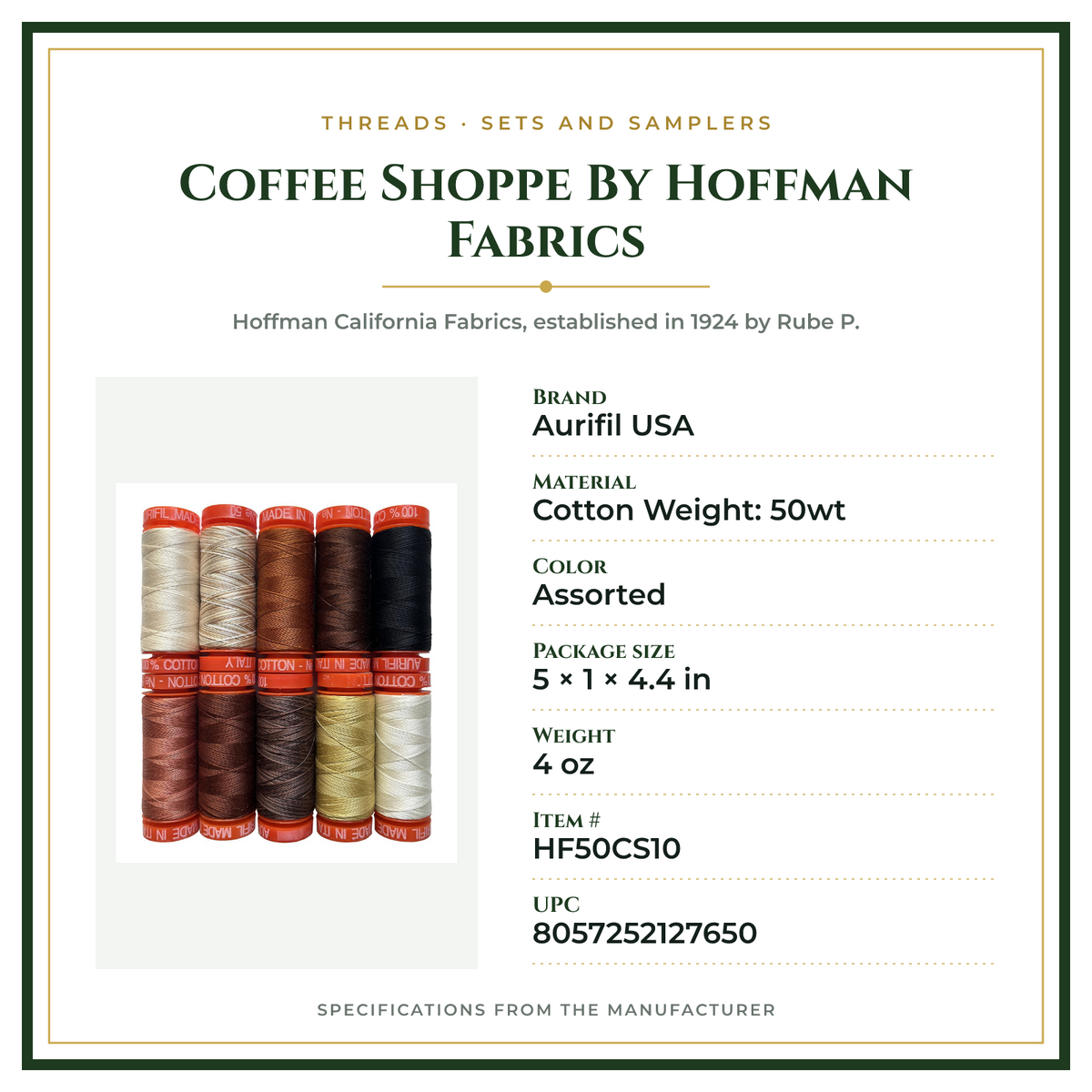Product Specifications – Coffee Shoppe By Hoffman Fabrics