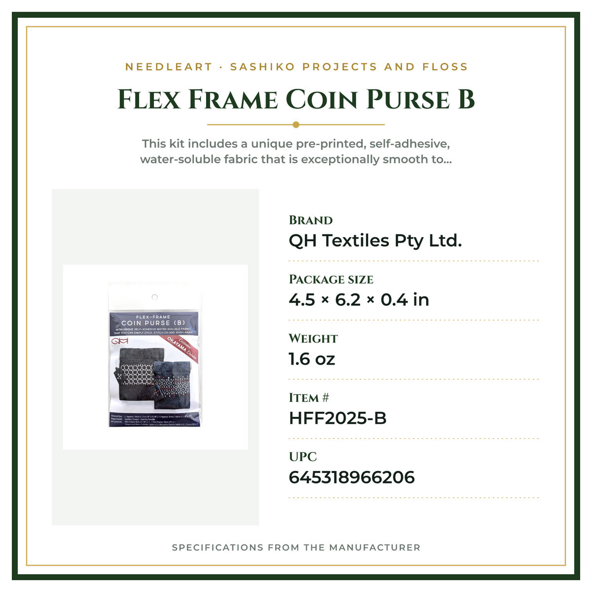Product Specifications – Flex Frame Coin Purse B