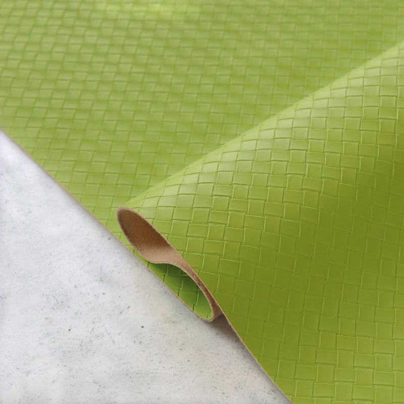 White Grape Basket Weave Faux Leather 1/2 Yard