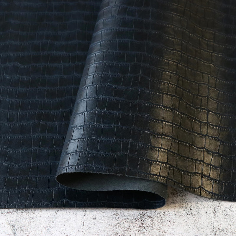 Navy Faux Crocodile Leather 1/2yds