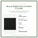 Product Specifications – Black Pebble Faux Leather 1/2 yard