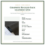 Product Specifications – Graphite Rugged Faux Leather 1/2yd