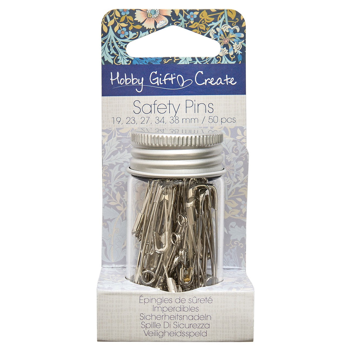 Safety Pins in Glass Jar 50ct