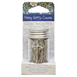 Glass Head Pins In Glass Jar White 95ct