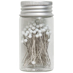 Glass Head Pins In Glass Jar White 95ct