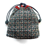 Weaving Sashiko Drawstring Bag with KOKI Hydrangea Half Kit Blue