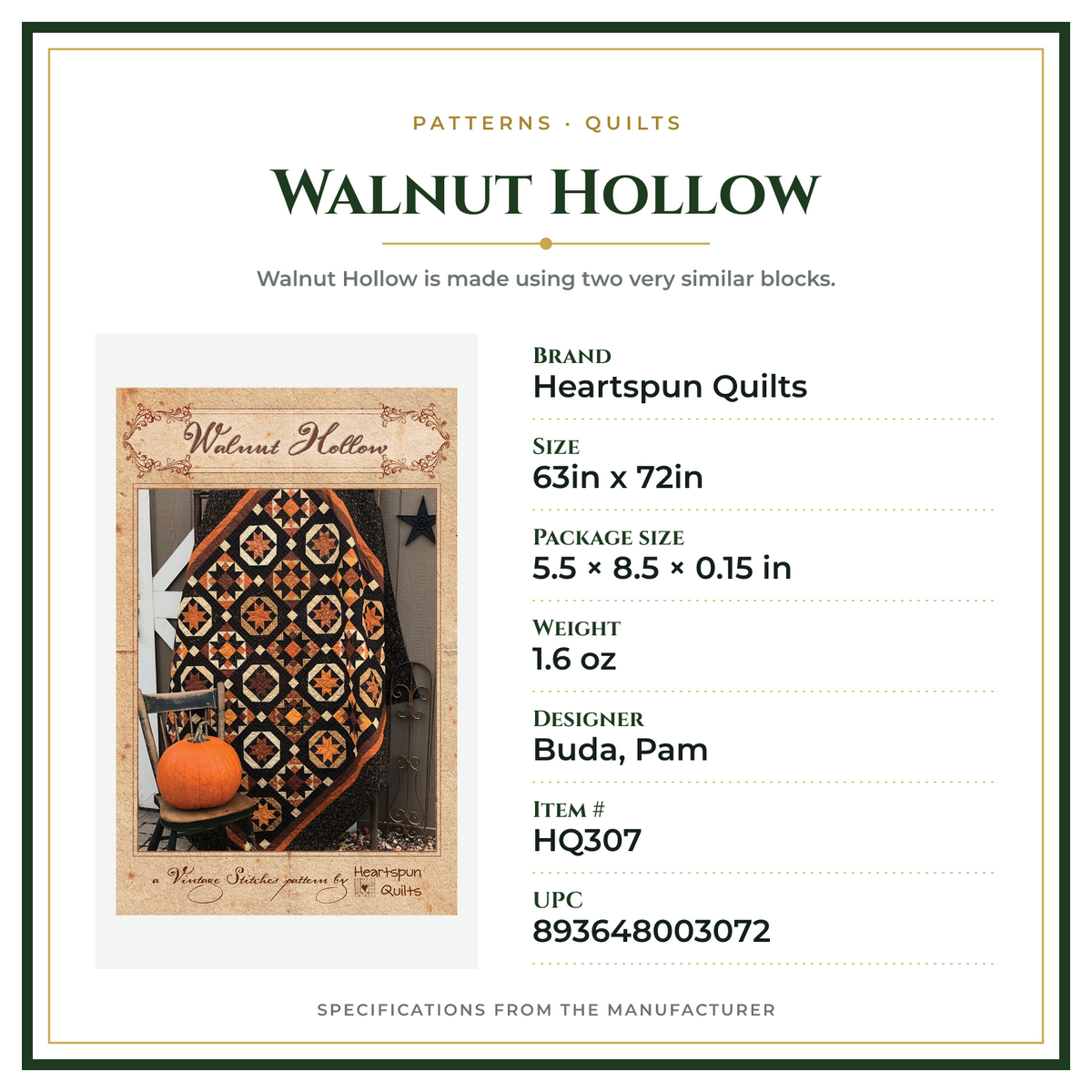 Product Specifications – Walnut Hollow