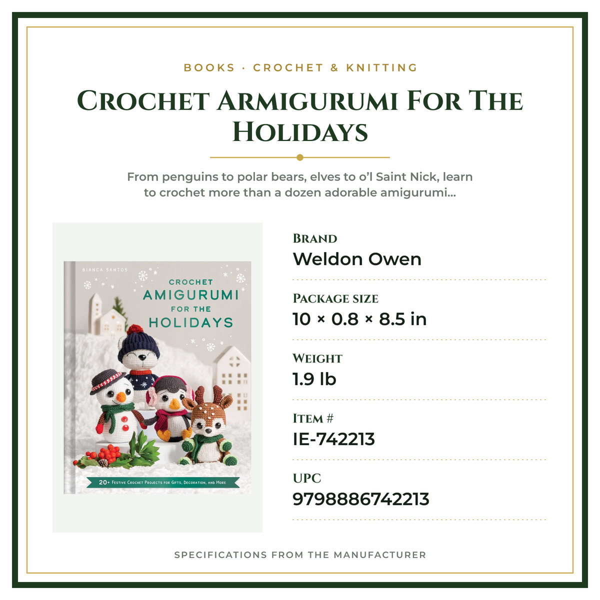 Product Specifications – Crochet Armigurumi For The Holidays