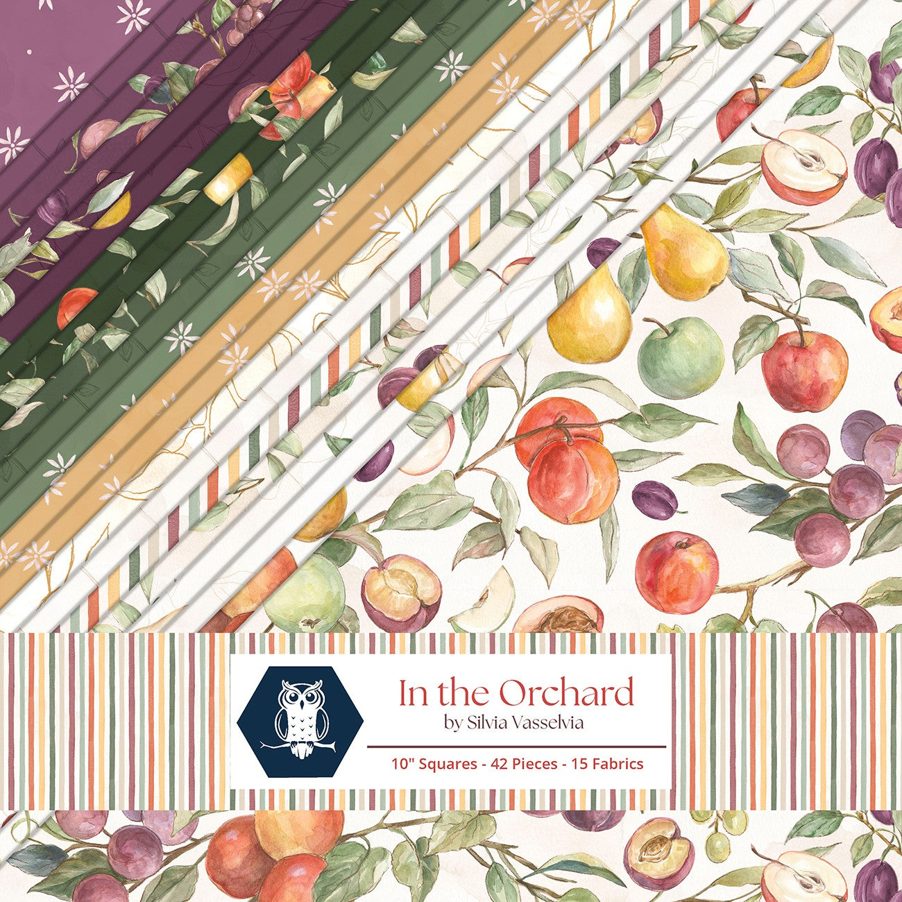 10in Squares, In the Orchard, 42pcs, 2-4 Pieces of Each Print
