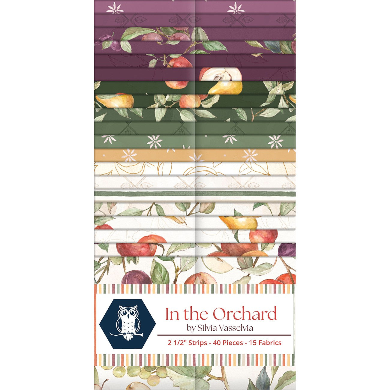 2.5in Strips, In the Orchard, 40pcs, 2-4 Pieces of Each Print