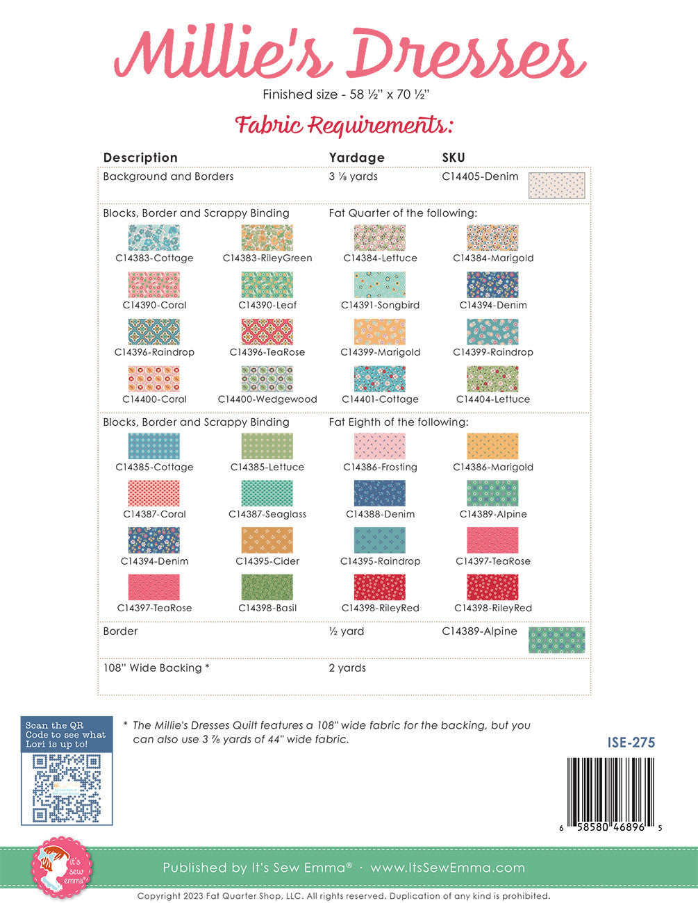 Millie's Dresses Quilt Pattern