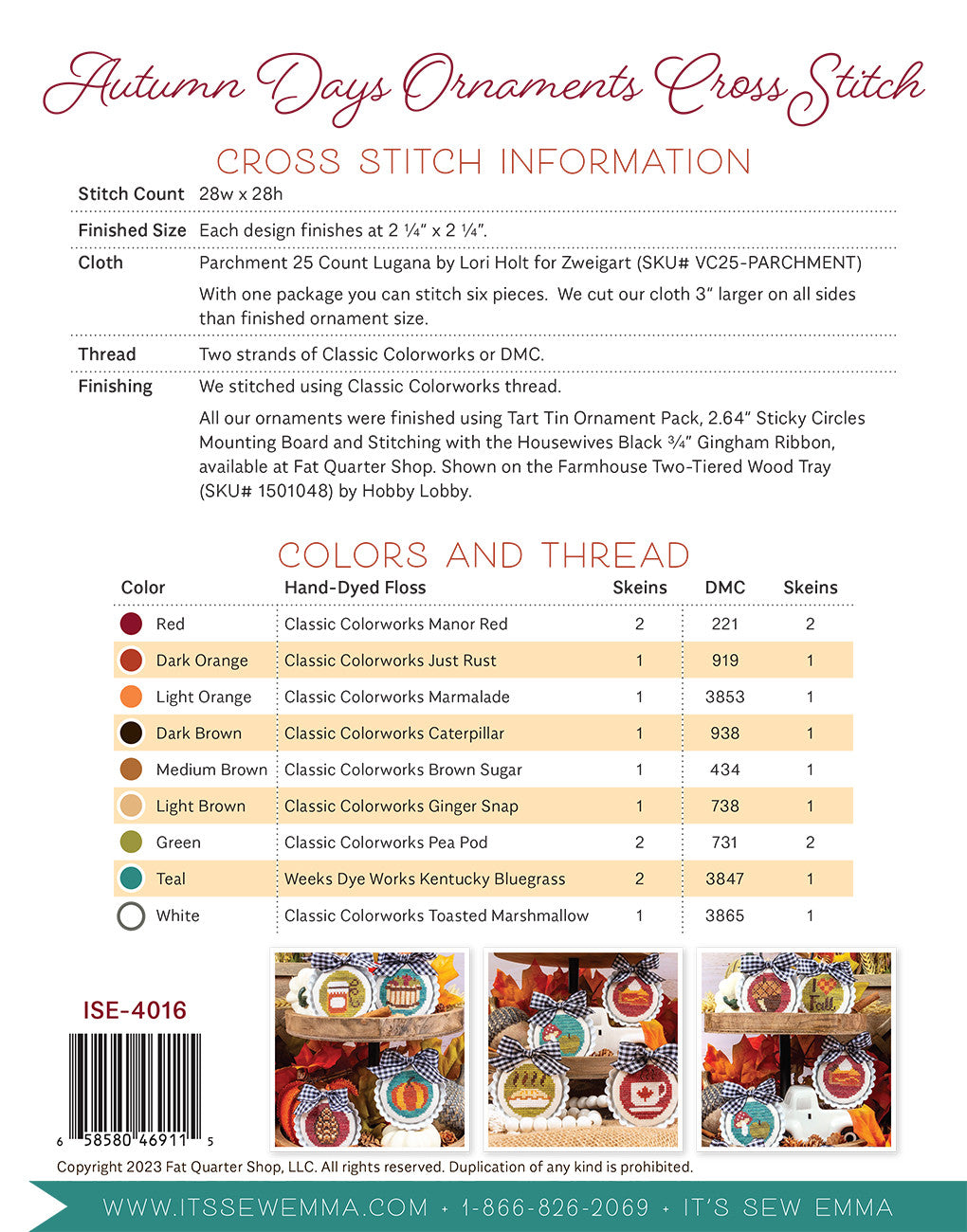 Autumn Days Ornaments Cross Stitch