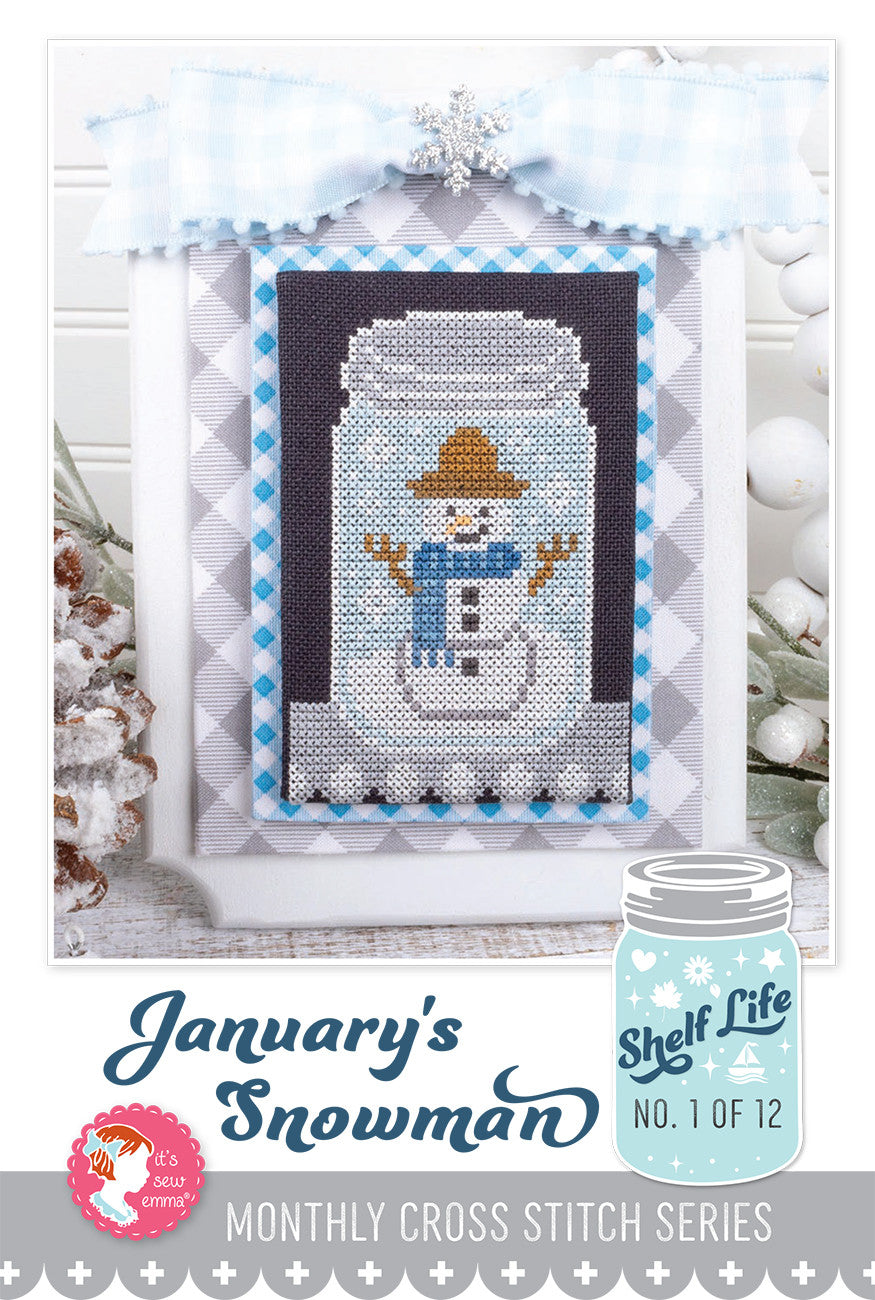 January's Snowman Shelf Life Cross Stitch Pattern