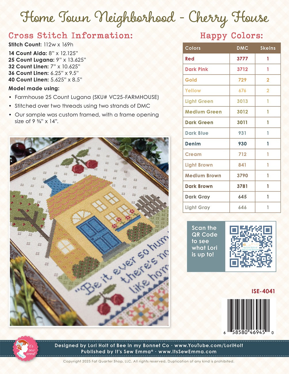 Home Town Neighborhood - Cherry House Cross Stitch Pattern
