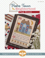 Home Town Neighborhood  Flag House Cross Stitch Pattern