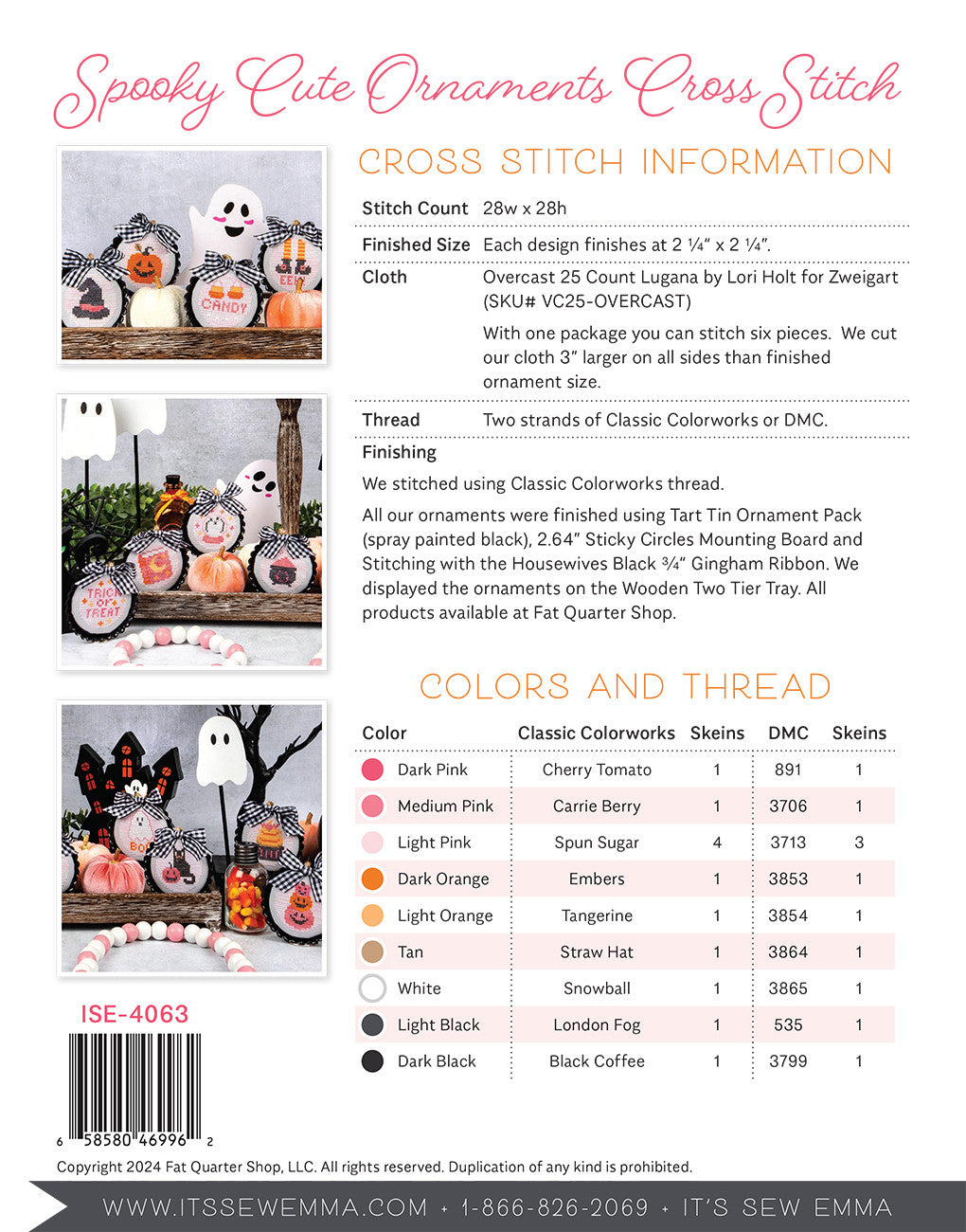 Spooky Cute Ornaments Cross Stitch Pattern