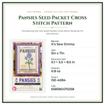 Product Specifications – Pansies Seed Packet Cross Stitch Pattern