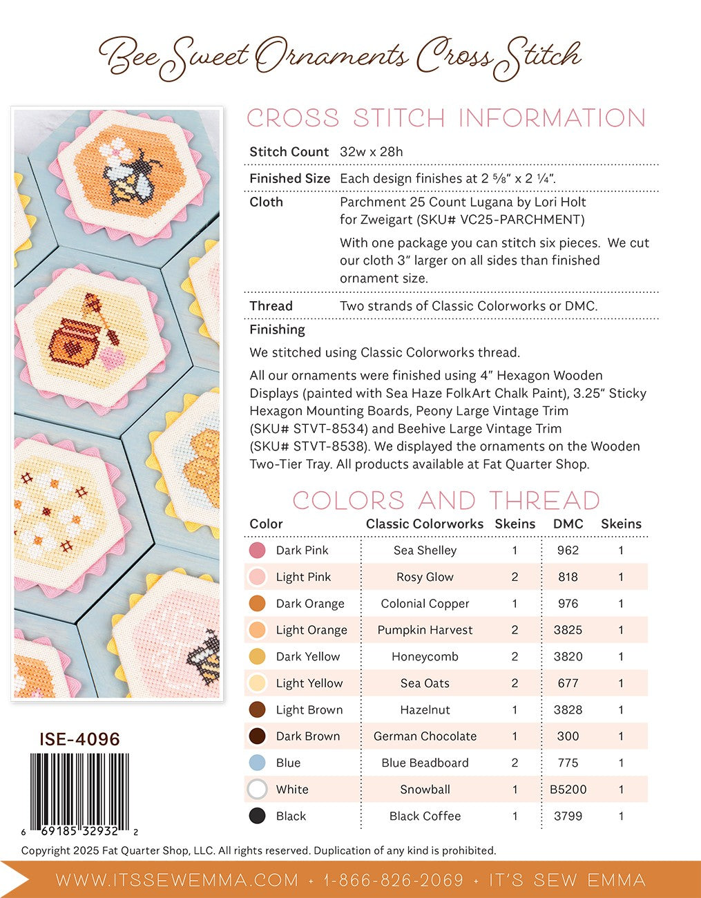 Bee Sweet Ornaments Cross Stitch Pattern