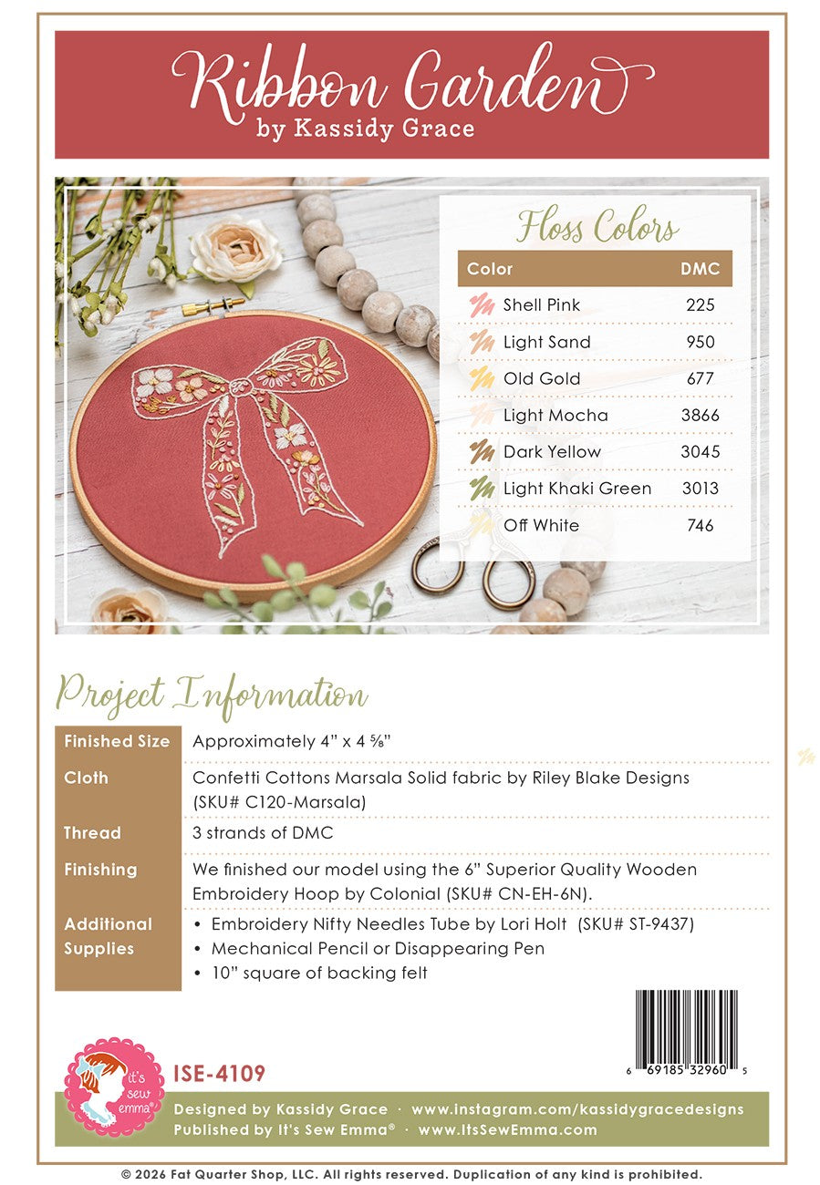 Ribbon Garden Embroidery Pattern