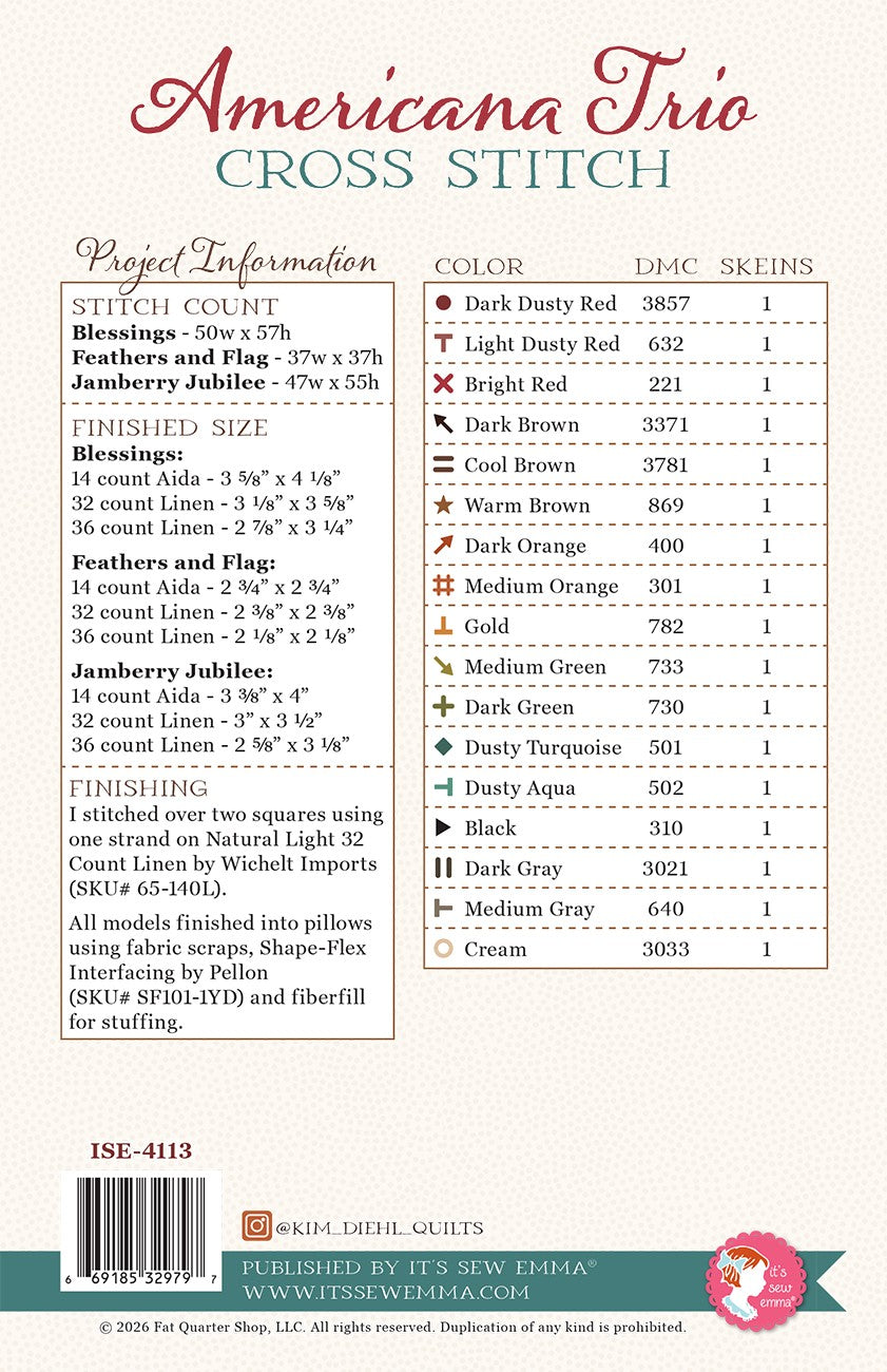 American Trio Cross Stitch Pattern