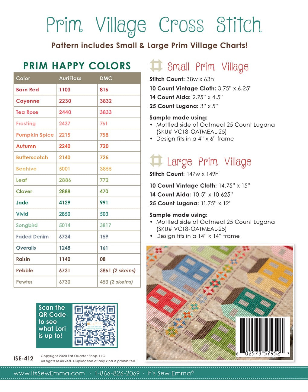Prim Village Cross Stitch by Lori Holt for Bee in my Bonnet Company