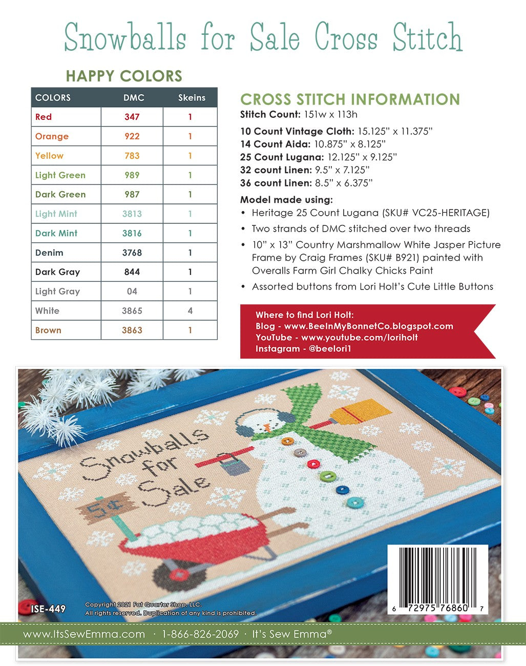 Snowballs for Sale Cross Stitch Pattern