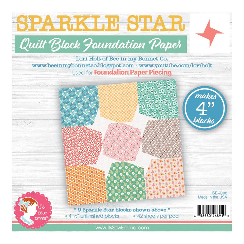 4in Sparkle Star Quilt Block Foundation Papers