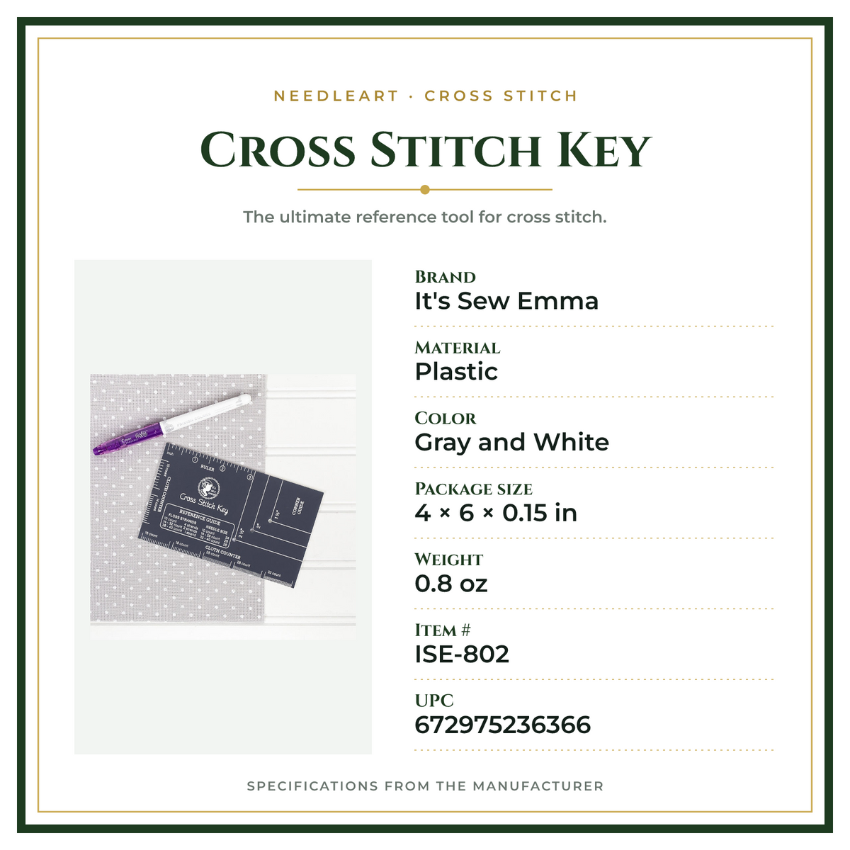 Product Specifications – Cross Stitch Key