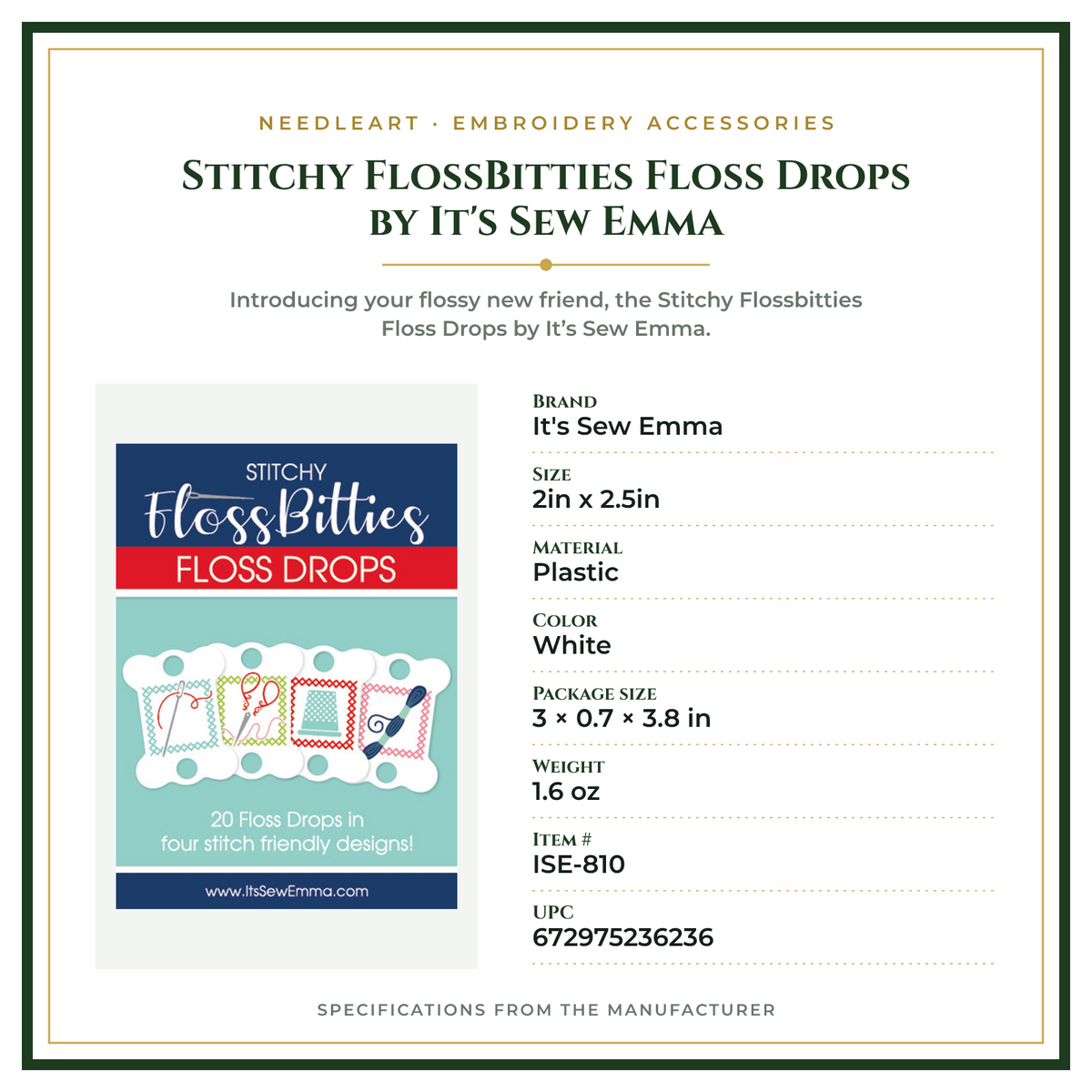 Product Specifications – Stitchy FlossBitties Floss Drops by It's Sew Emma