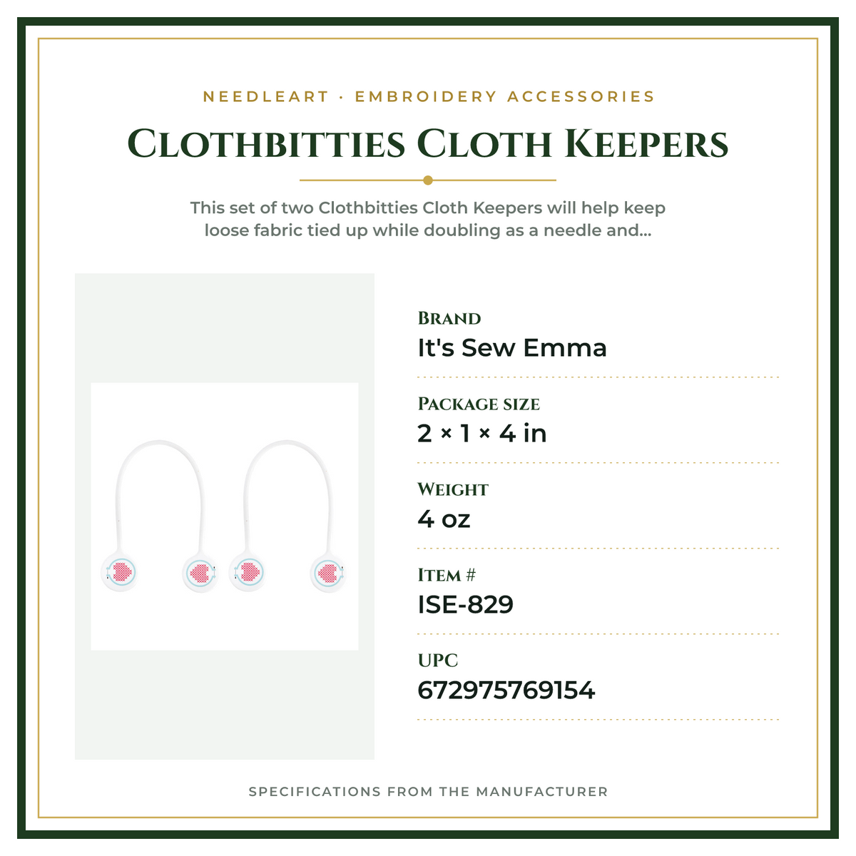 Product Specifications – Clothbitties Cloth Keepers