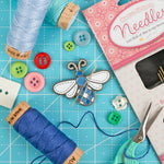 Denim Bee Enamel Needle Minder