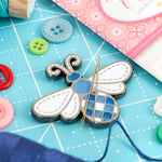 Denim Bee Enamel Needle Minder