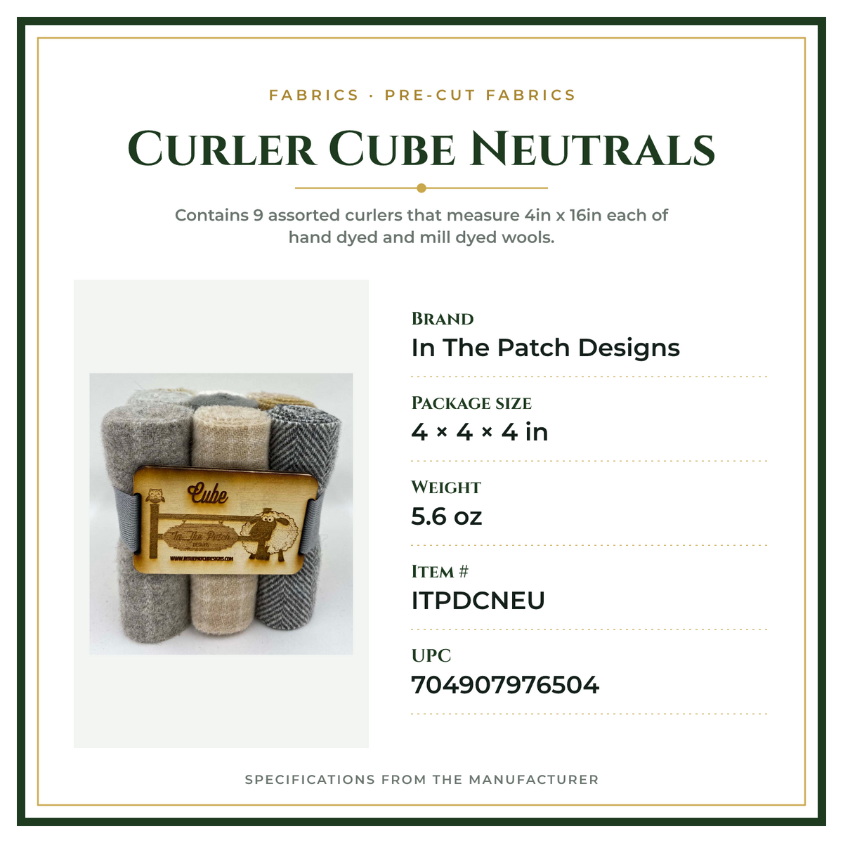 Product Specifications – Curler Cube Neutrals