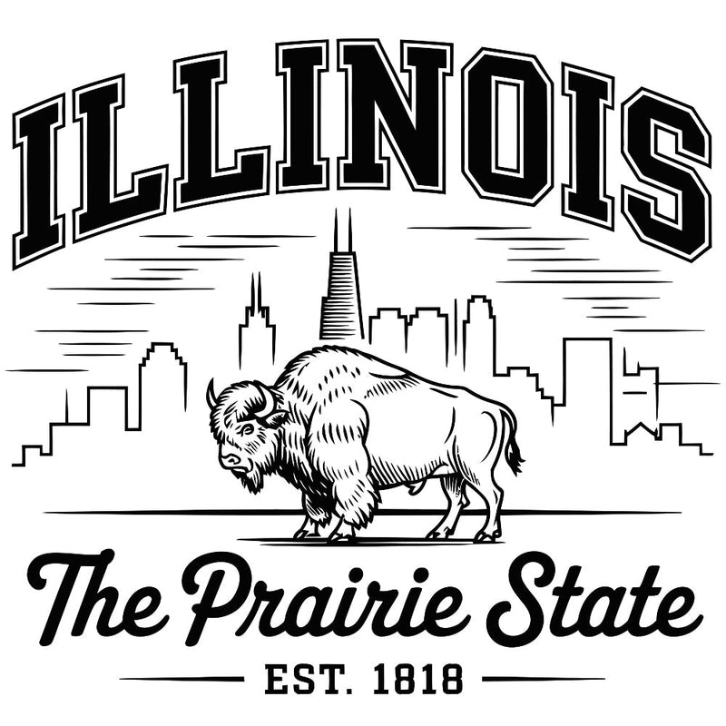 Illinois Black and White Fabric Panel