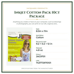 Product Specifications – Inkjet Cotton Pack 10ct Package